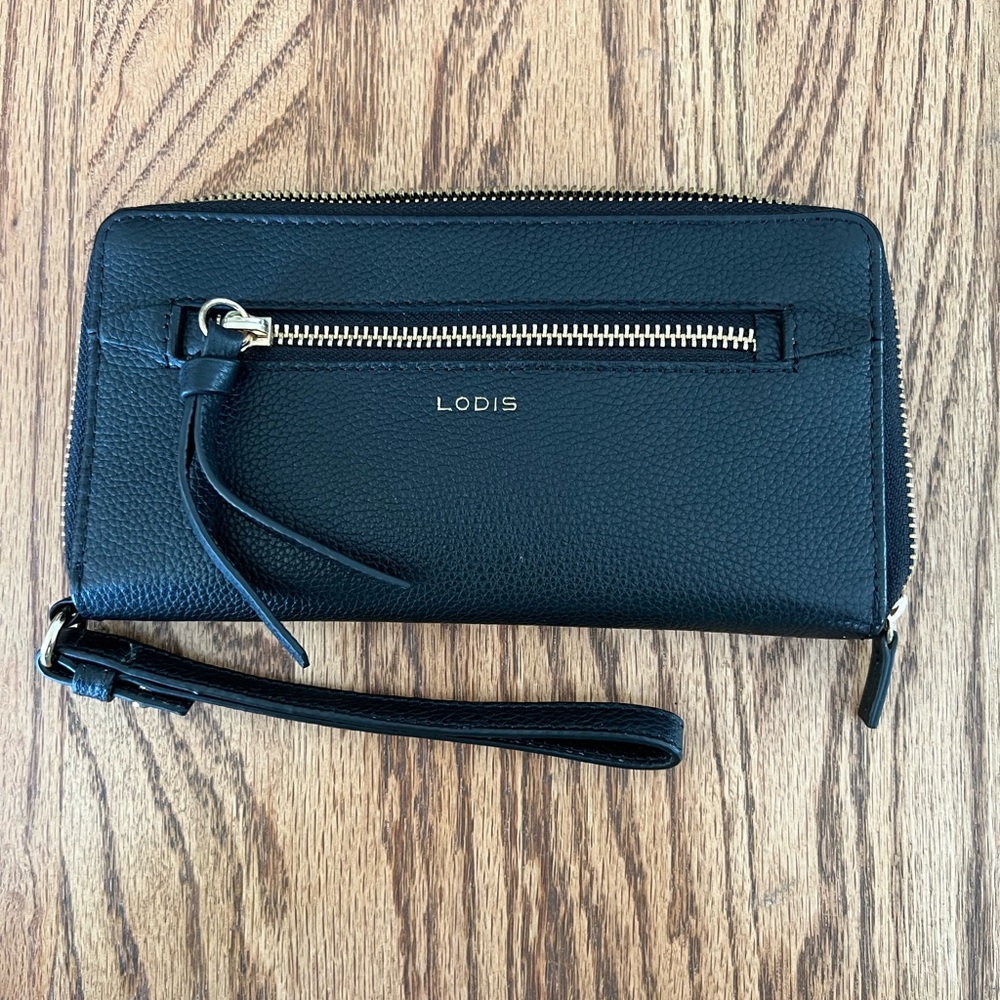 Lodis Black Zip Around Wallet